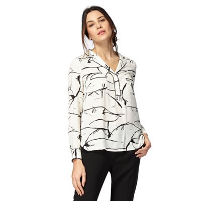 Black and ivory scribble print shirt